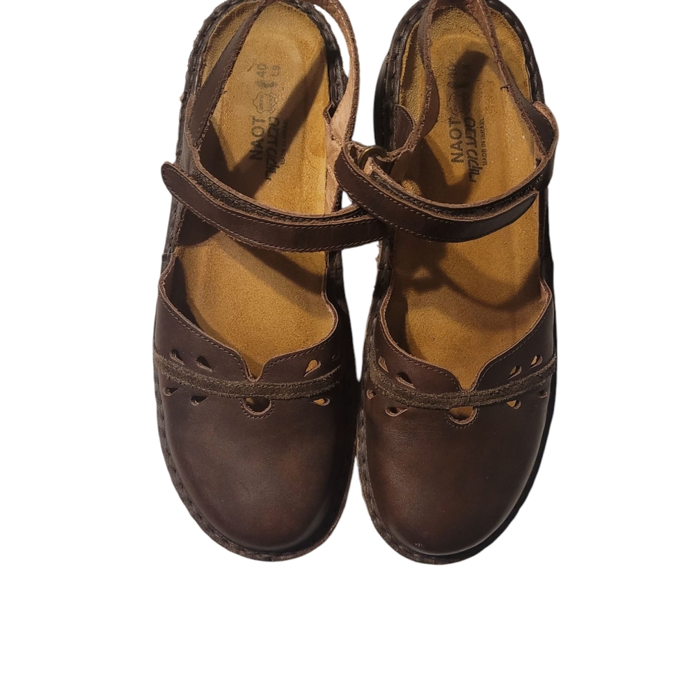 Naot Brown Leather Mary Jane Shoes